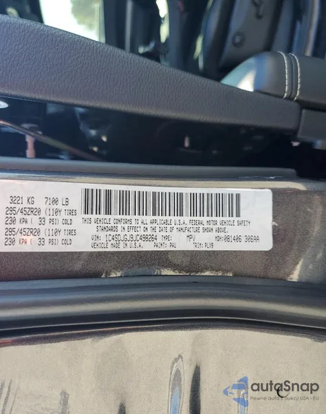 2018 Dodge Durango Srt из США, поврежденный, VIN 1C4SDJGJ9JC498264